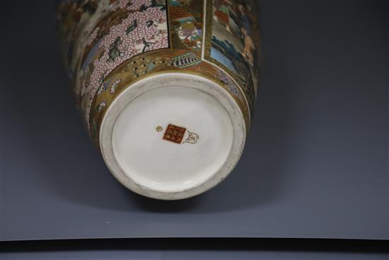 A large Exhibition quality Satsuma pottery vase, by Ryozan, Meiji period, H.37.5cm